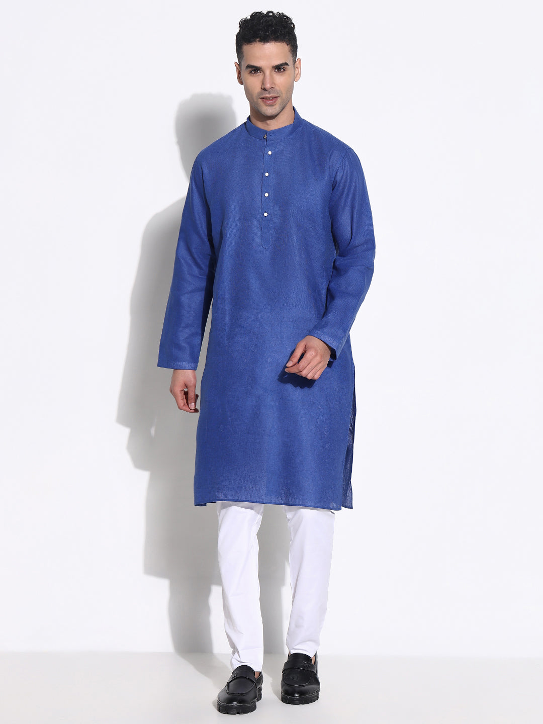 Men Blue Solid Kurta Set