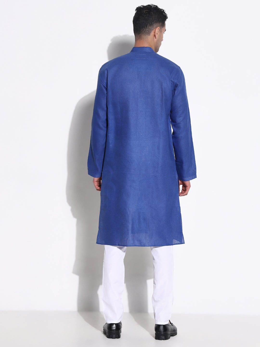 Men Blue Solid Kurta Set