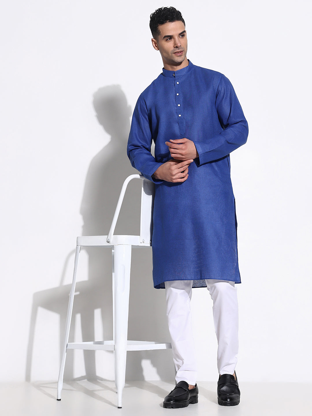 Men Blue Solid Kurta Set