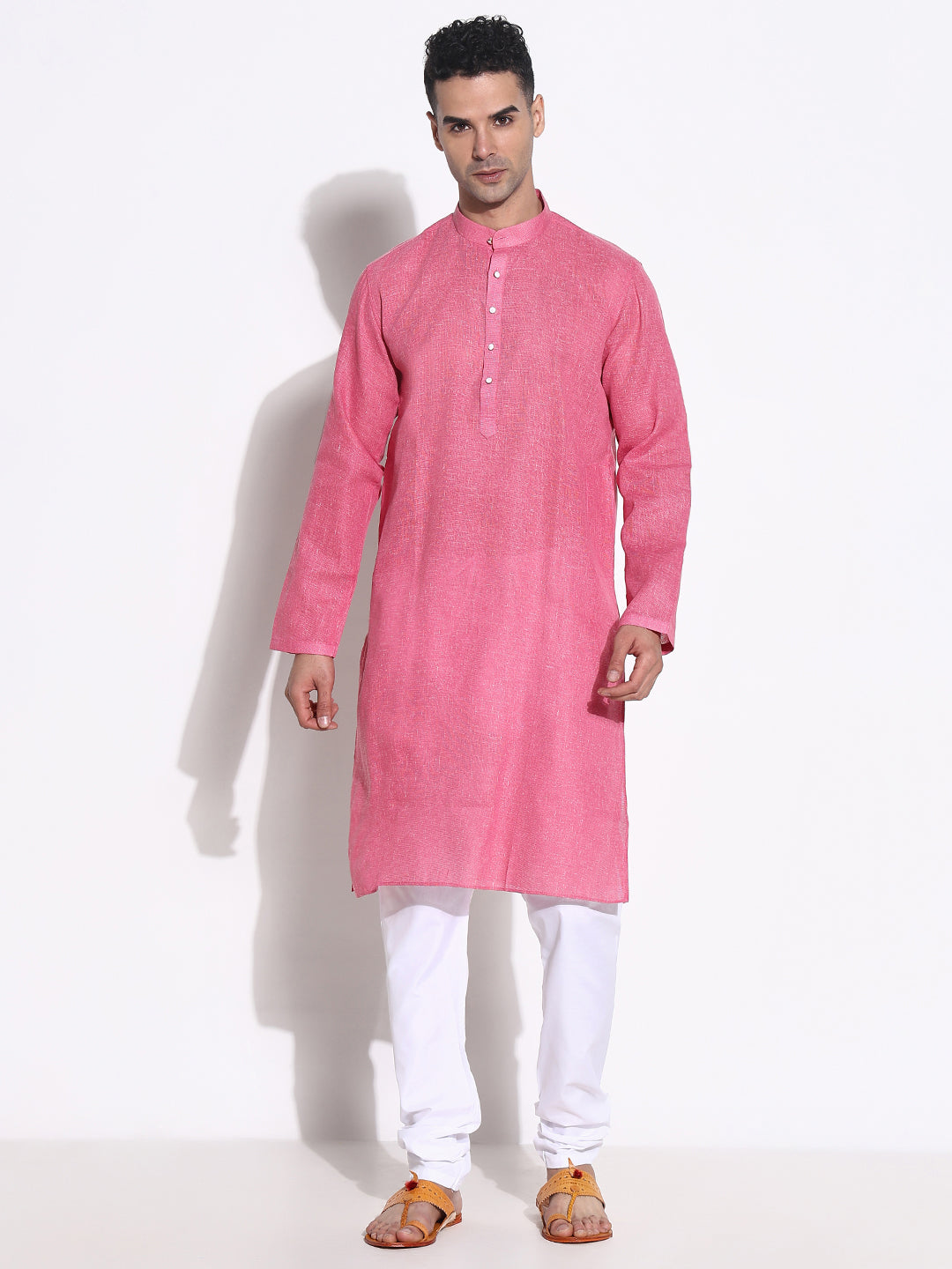 Men Pink Solid Kurta Set