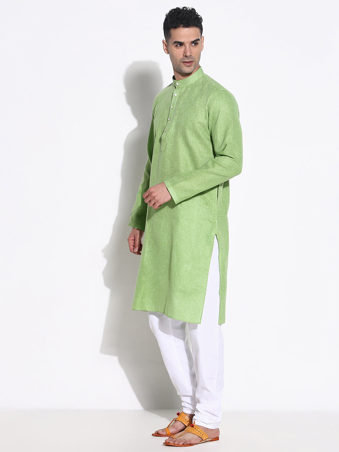 Men Green Solid Kurta Set