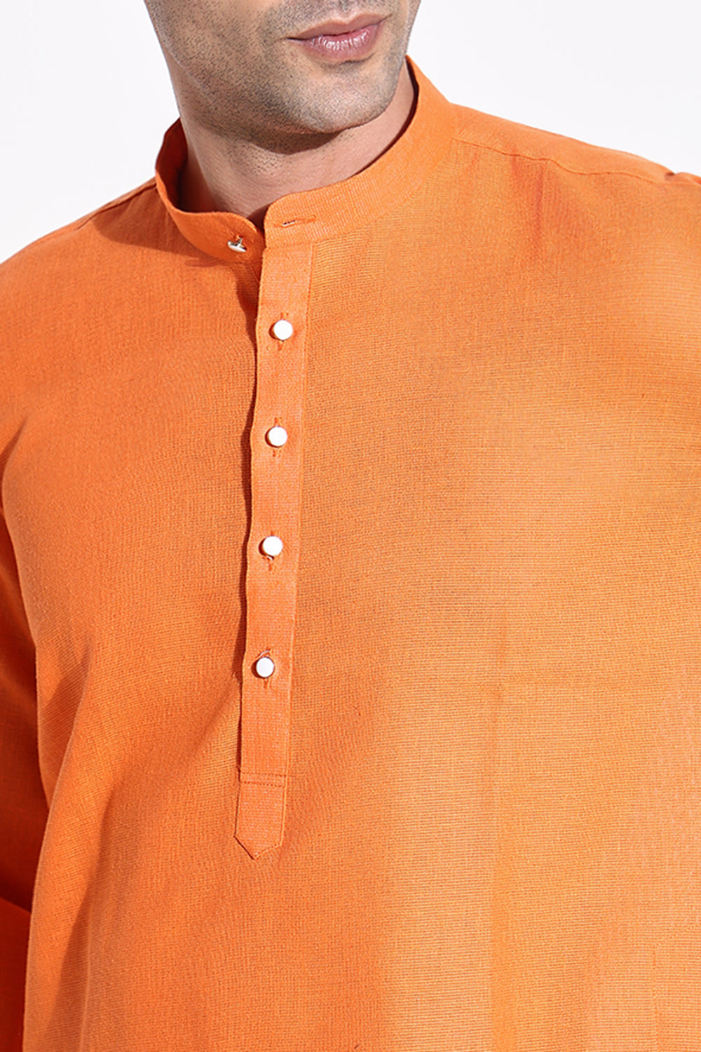 Men Orange Solid Kurta Set