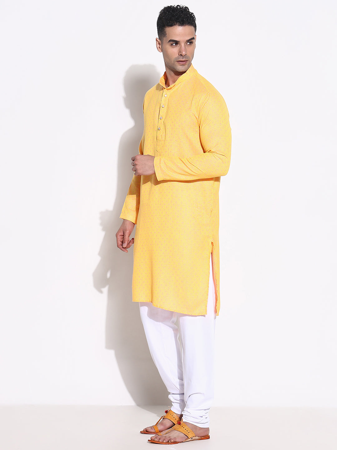 Men Orange Solid Kurta Set