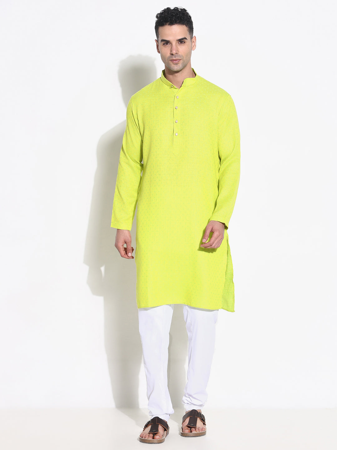 Men Green Solid Kurta Set