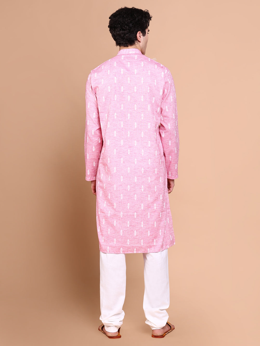 Men Pink Geometric Kurta Set