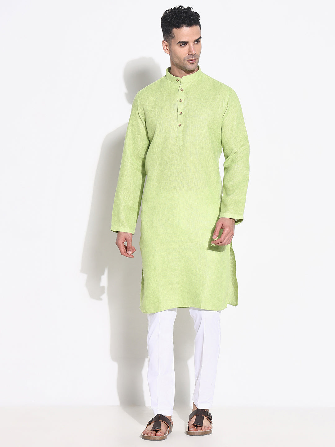 Men Green Solid Kurta Set