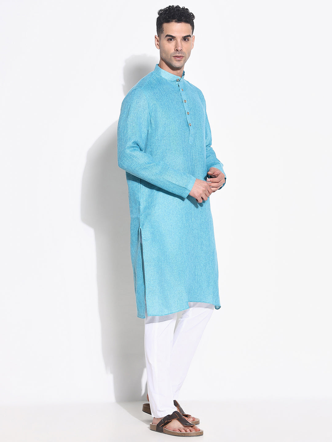 Men Blue Solid Kurta Set