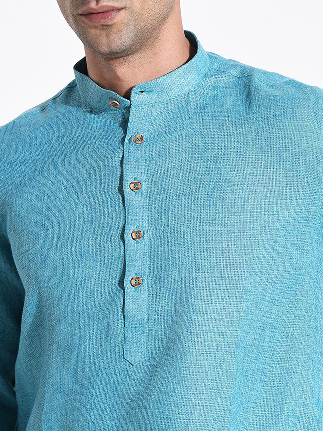 Men Blue Solid Kurta Set