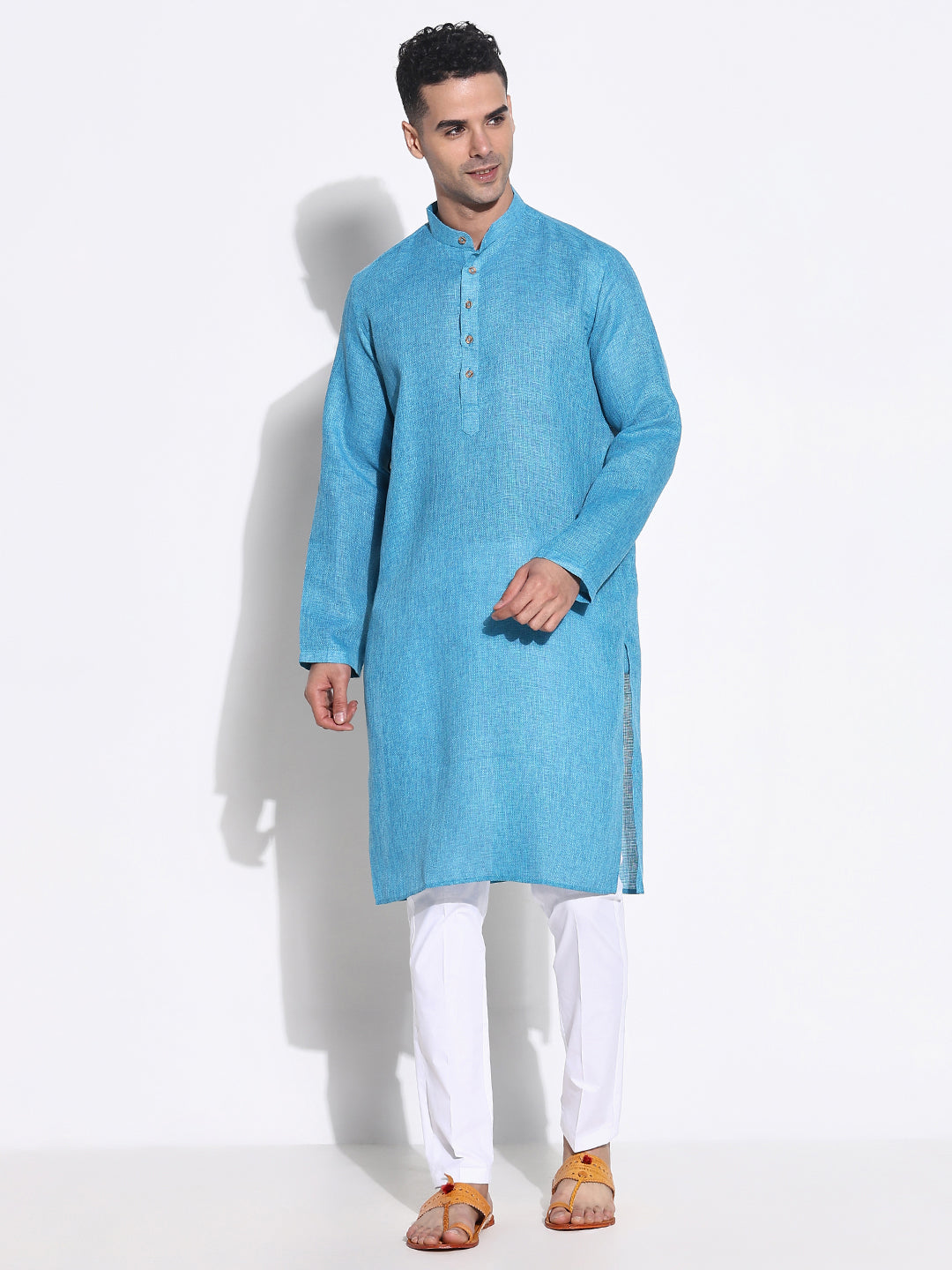 Men Blue Solid Kurta Set