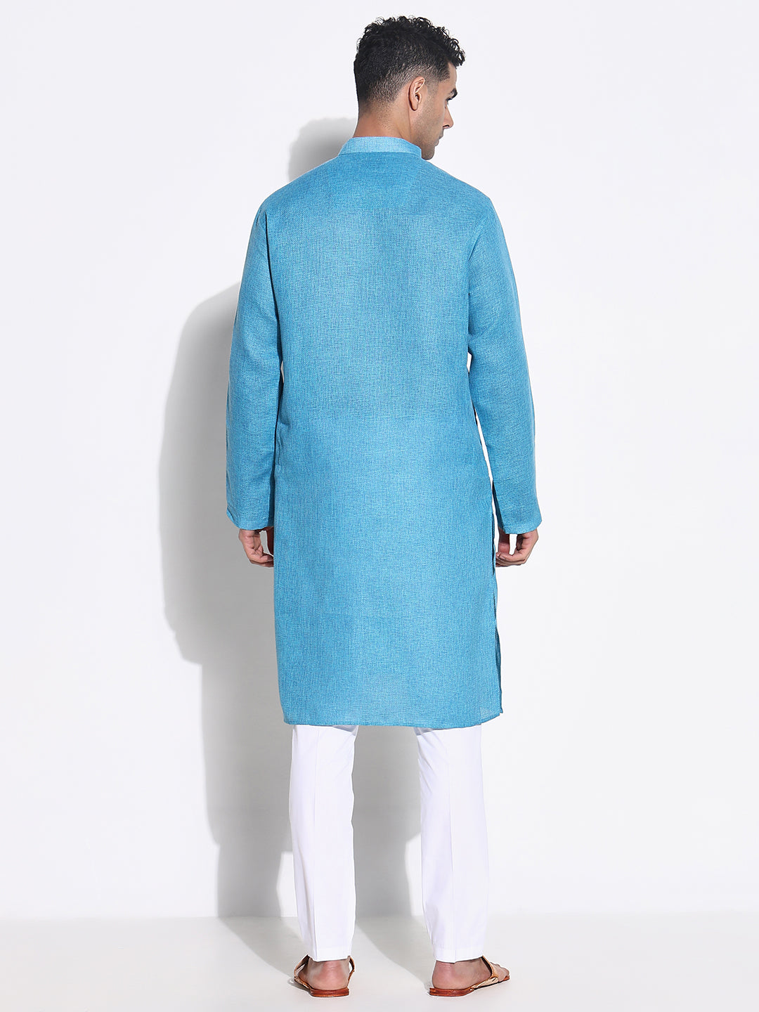 Men Blue Solid Kurta Set