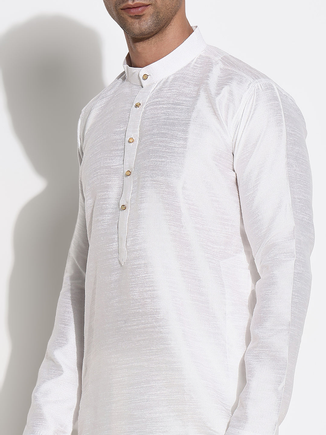 Men White Solid Kurta Set with Nehru Jacket