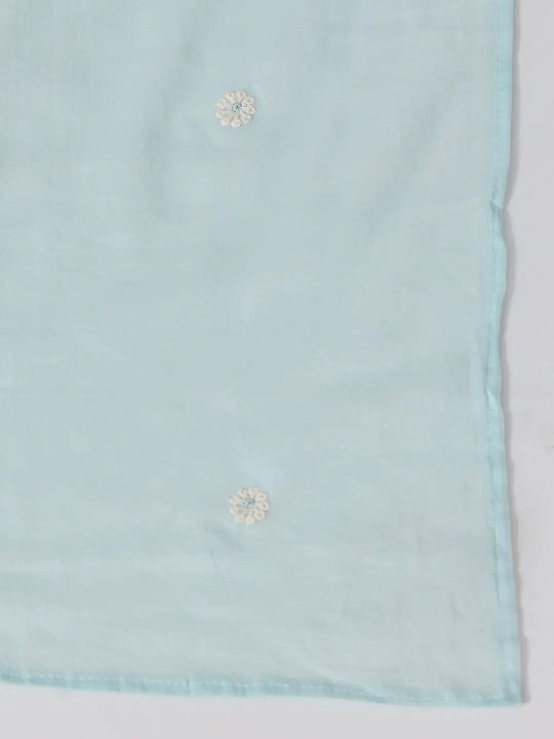 Women's Blue Embroidered Kurta Set with Dupatta