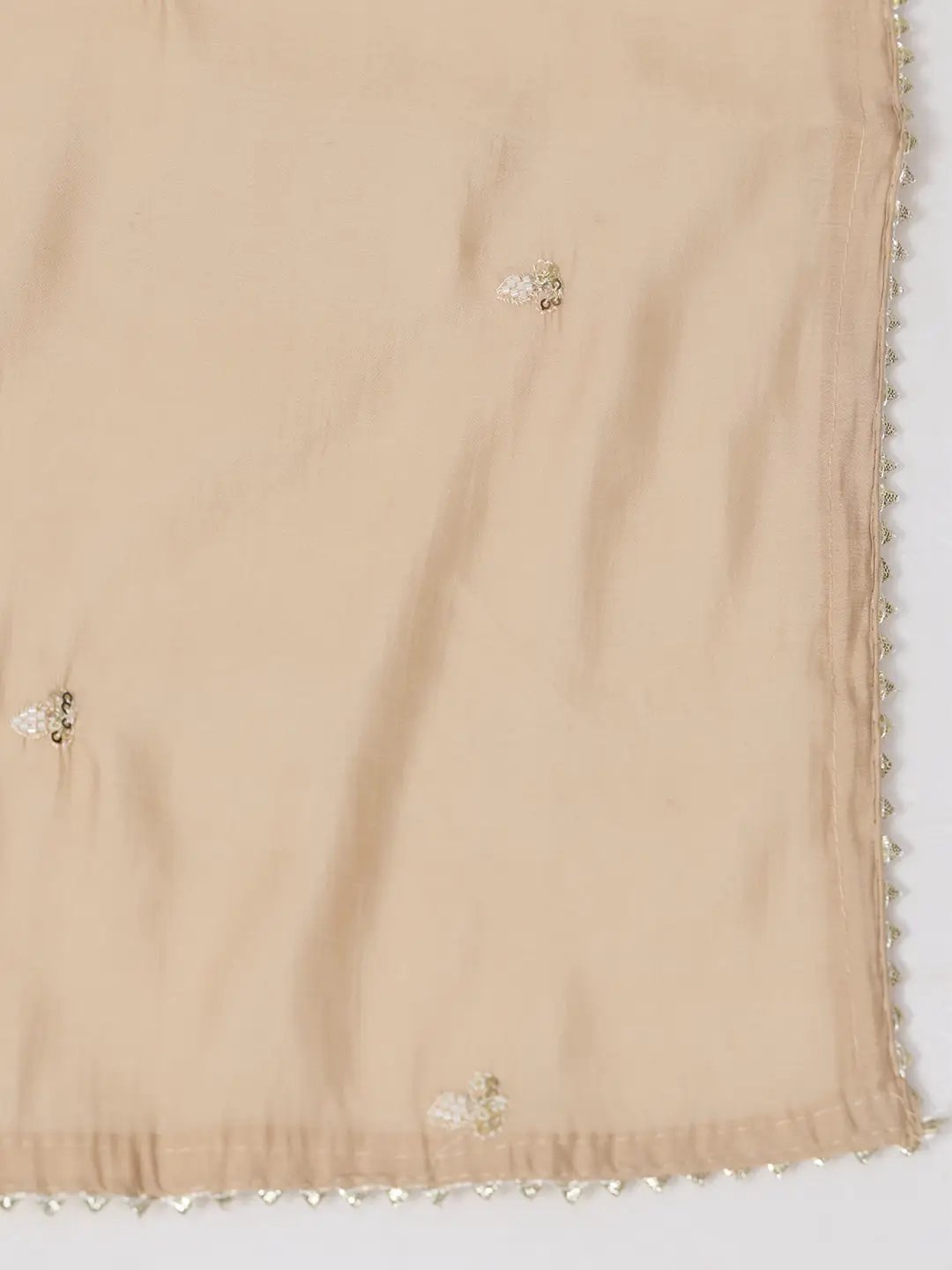 Women's Embellished Beige A Line Kurta Pant Set