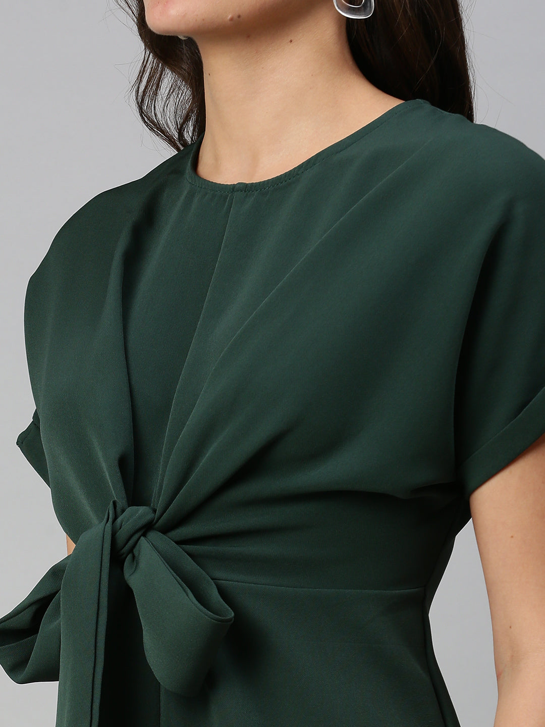 Women Solid Sheath Green Dress