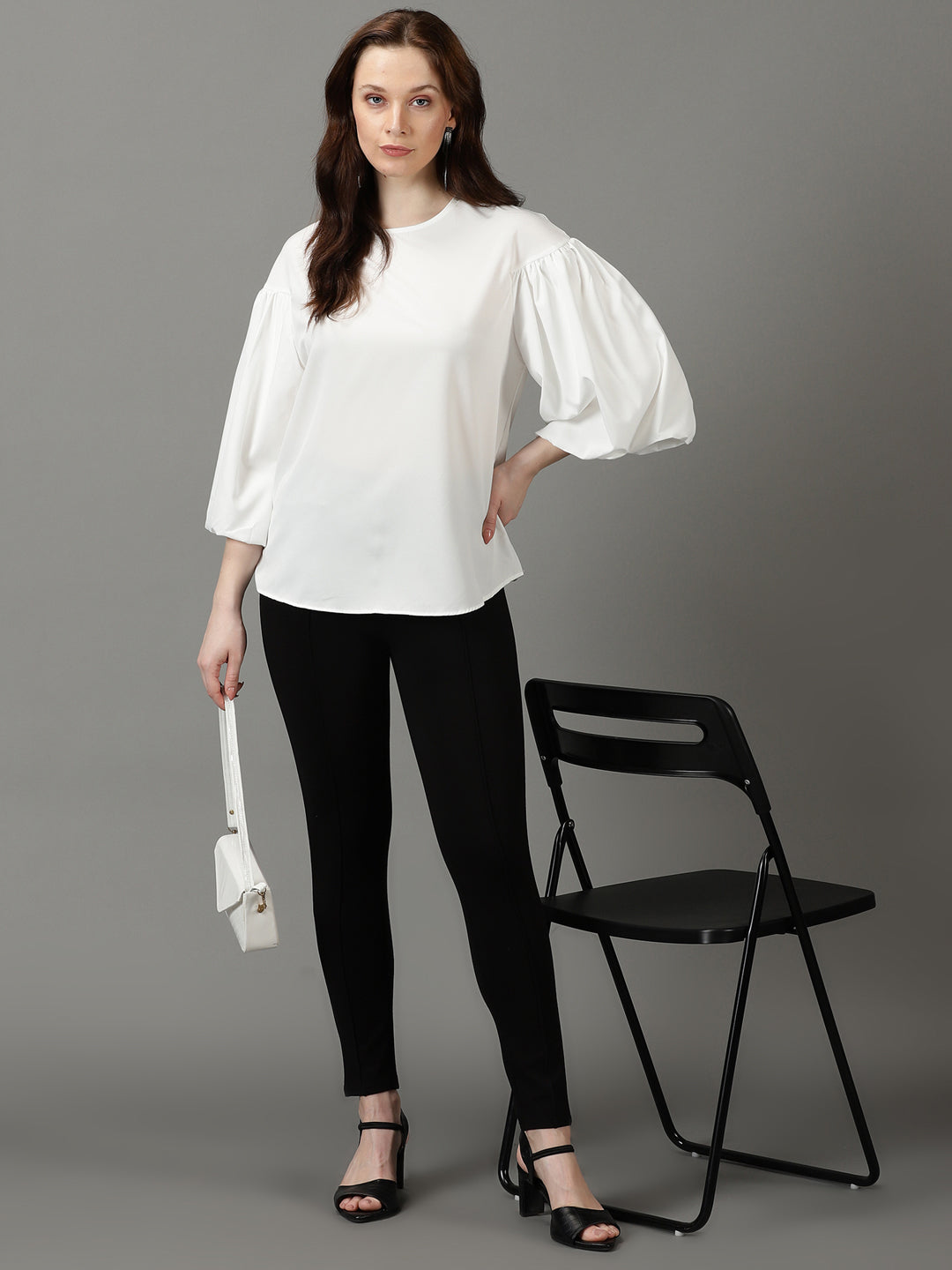 Women Solid White Top