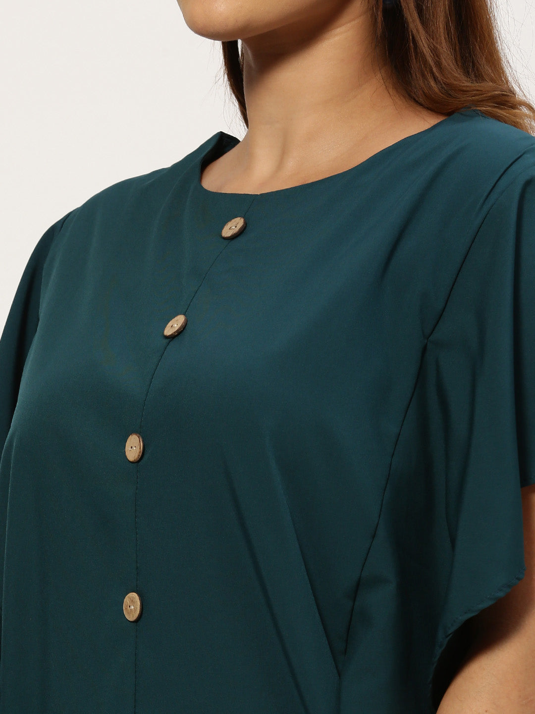 Women Solid Teal Top