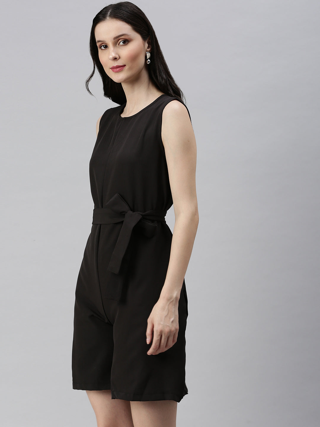 Women Solid Black Playsuit