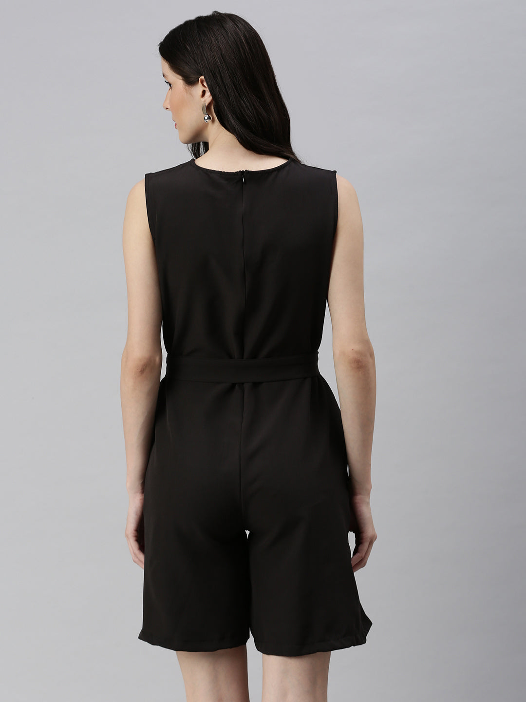 Women Solid Black Playsuit