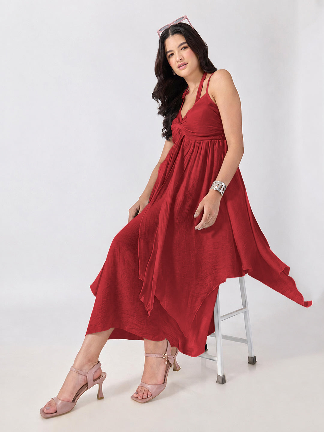 Women’s Red Maxi Dress with Spaghetti Straps