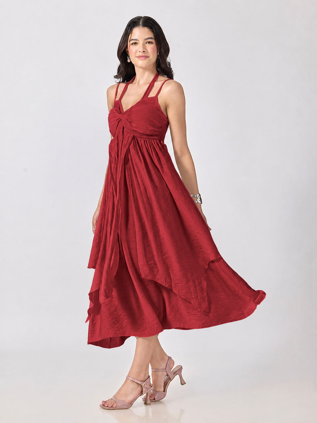 Women’s Red Maxi Dress with Spaghetti Straps