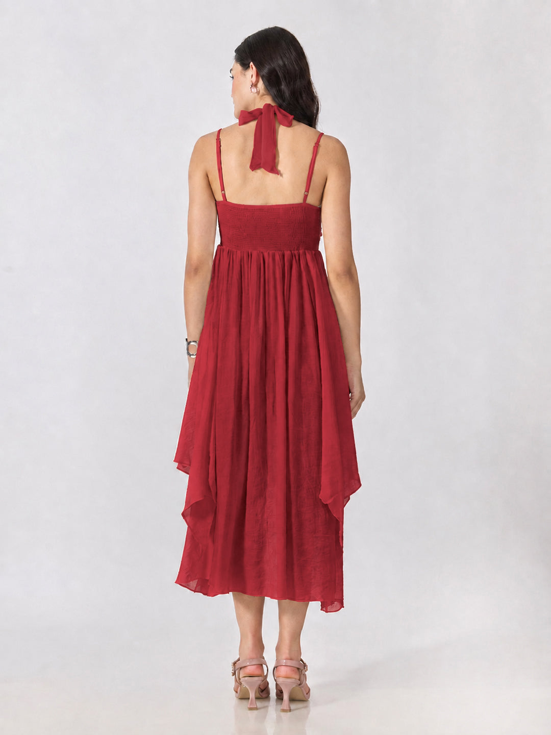 Women’s Red Maxi Dress with Spaghetti Straps