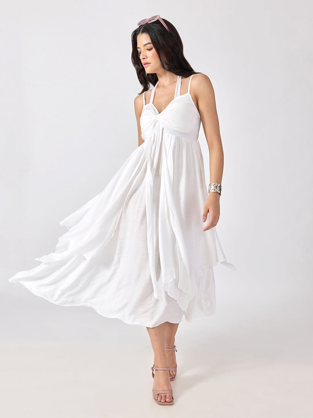 Women’s White Maxi Dress with Spaghetti Straps