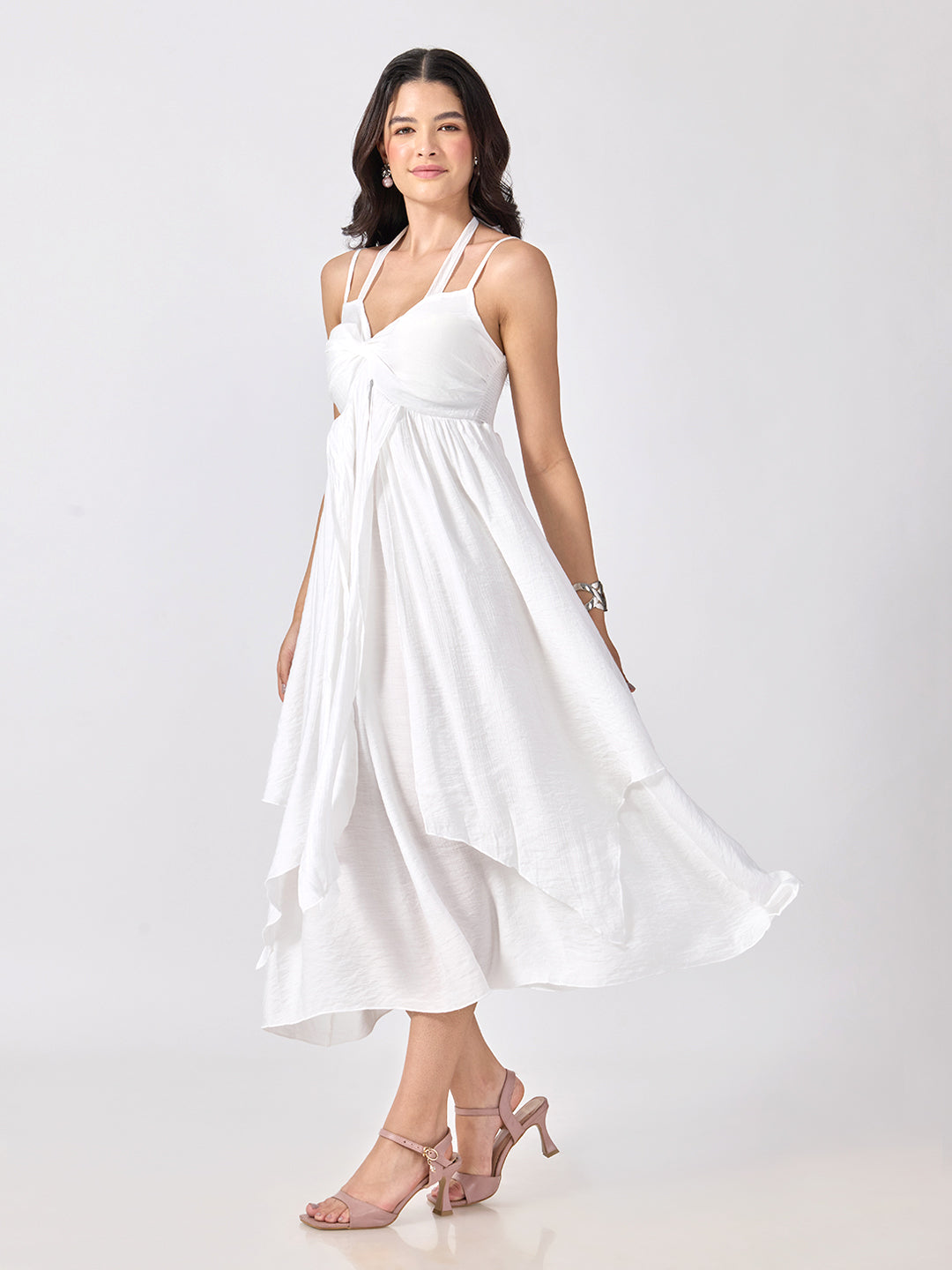 Women’s White Maxi Dress with Spaghetti Straps
