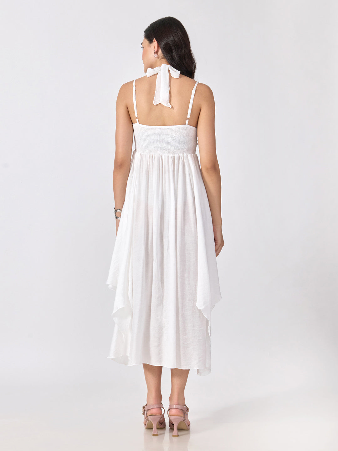 Women’s White Maxi Dress with Spaghetti Straps