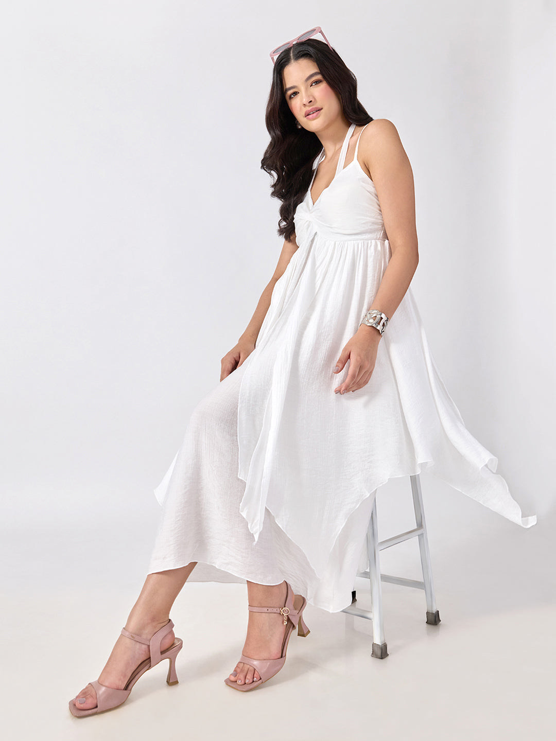 Women’s White Maxi Dress with Spaghetti Straps