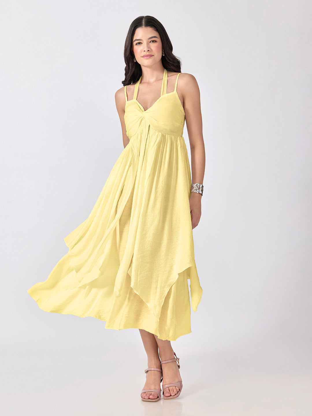 Women’s Yellow Maxi Dress with Spaghetti Straps