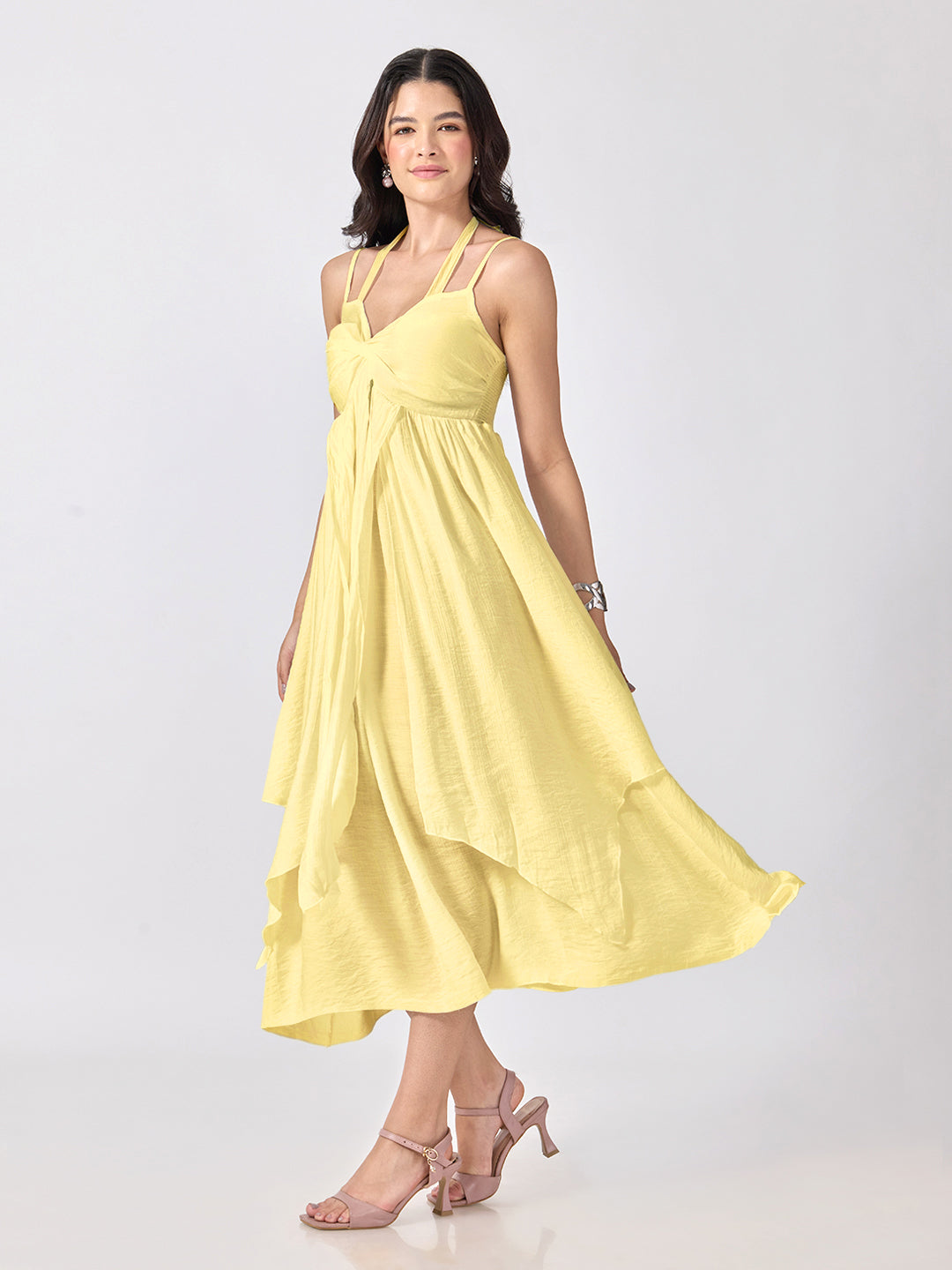 Women’s Yellow Maxi Dress with Spaghetti Straps
