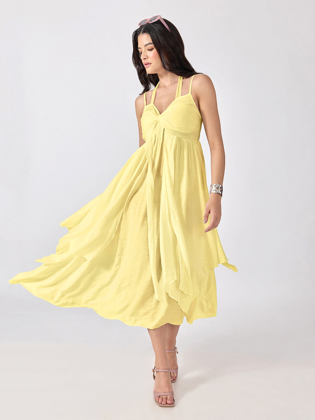 Women’s Yellow Maxi Dress with Spaghetti Straps