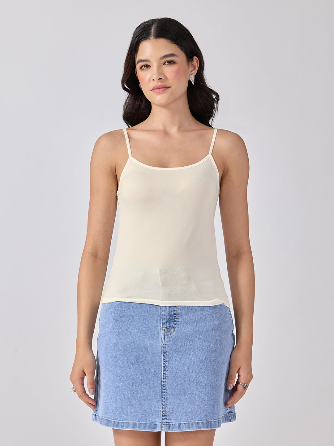 Women’s Floral Cutwork Cream Shirt Rhinestone Embellishments with Camisole