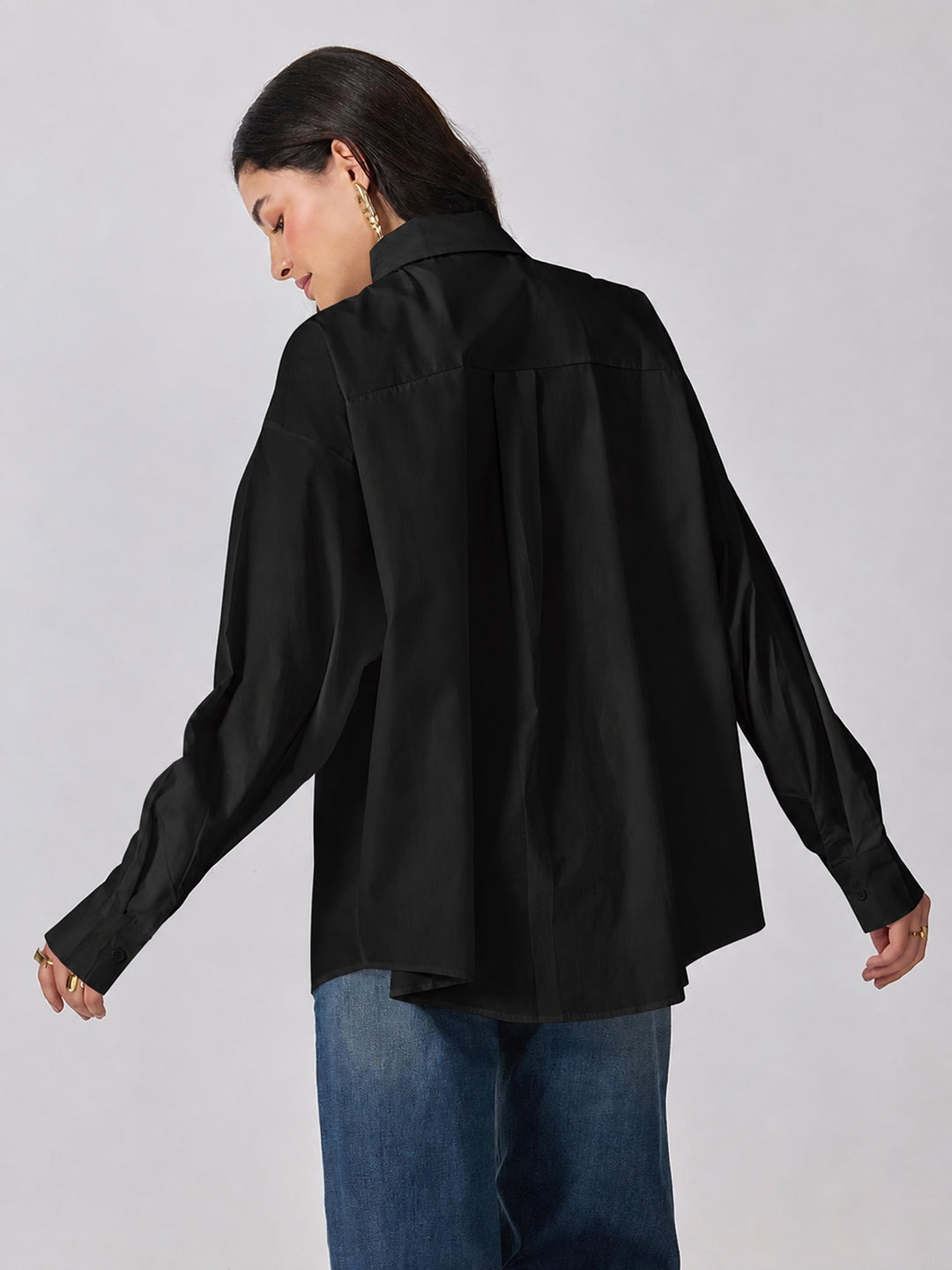 Women’s Black Shirt with Gold Brooches