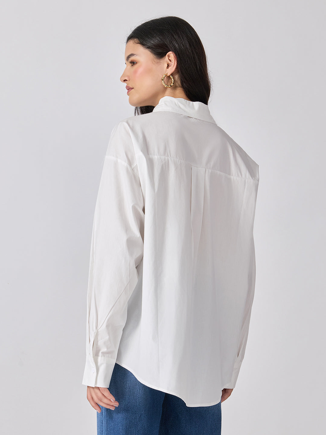 Women’s White Shirt with Gold Brooch Embellishments