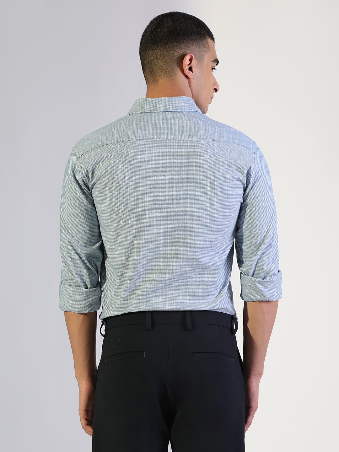 Men's Checked Blue Regular Fit Formal Shirt