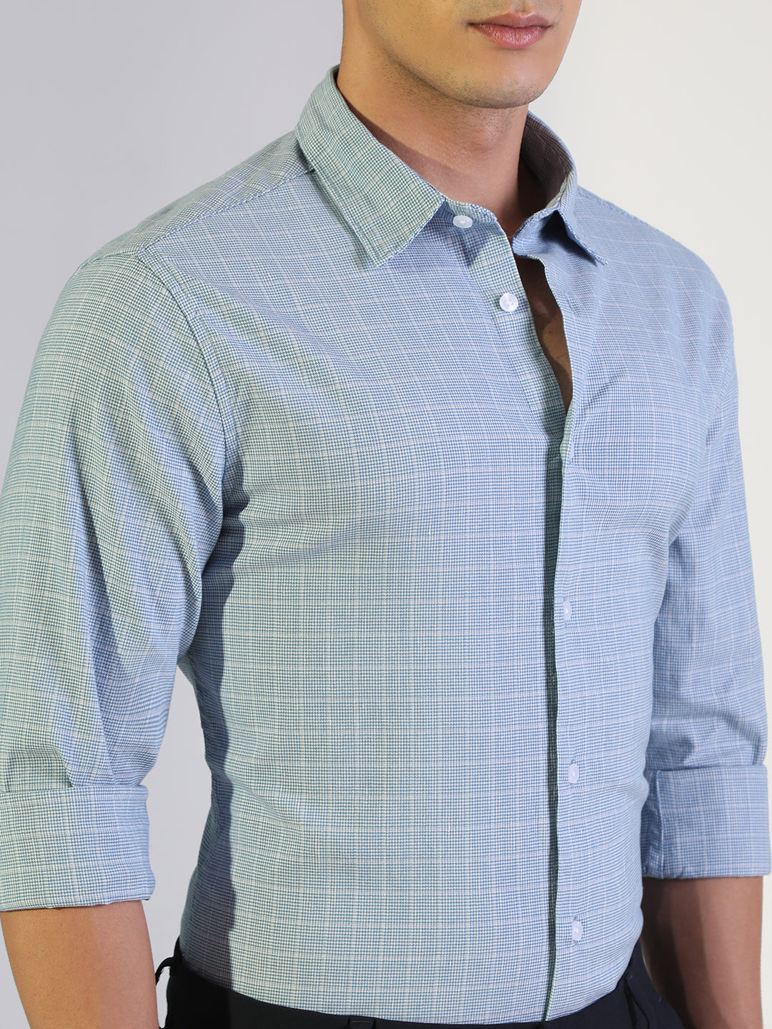 Men's Checked Blue Regular Fit Formal Shirt