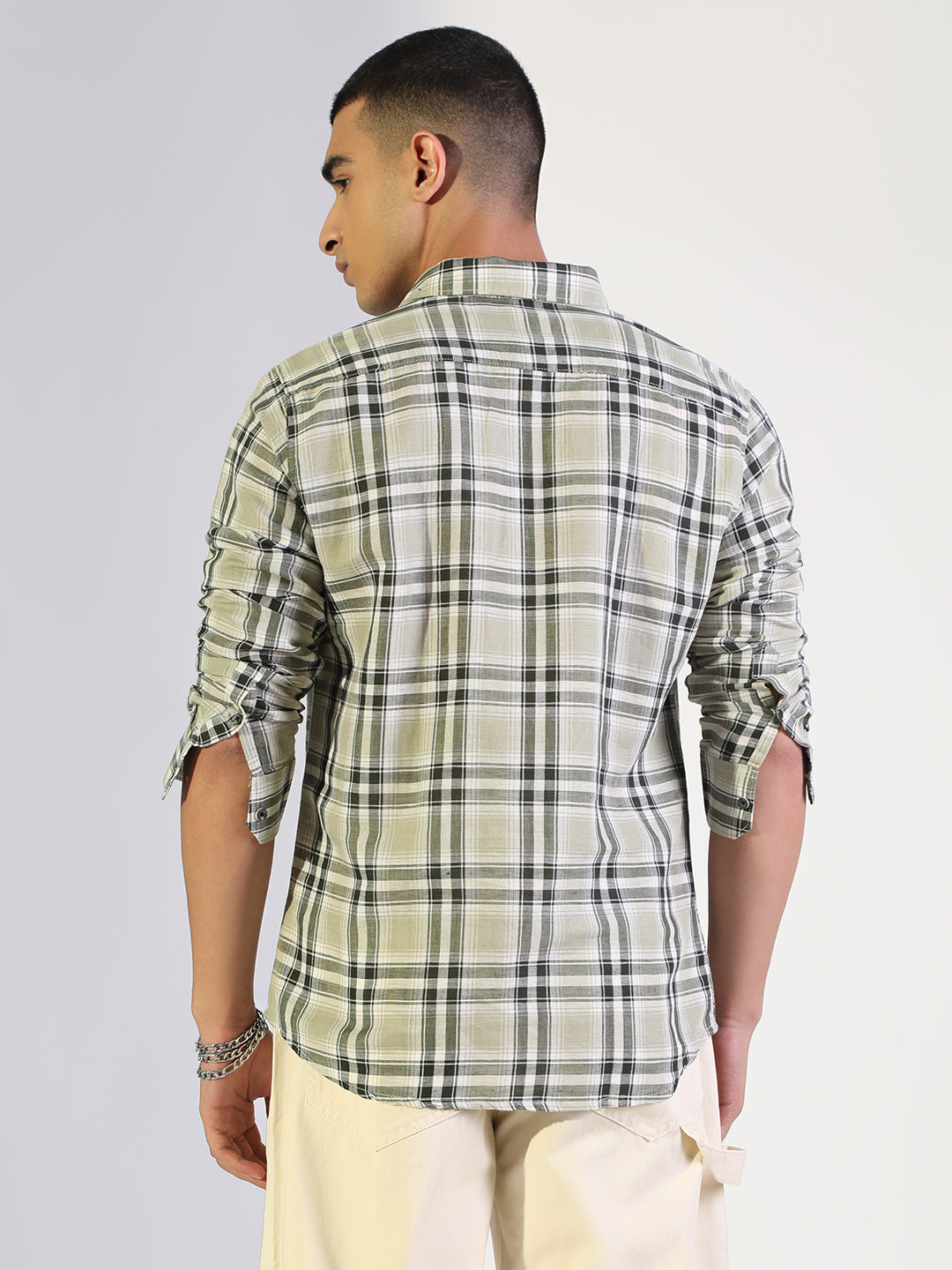 Men's Checked Green Regular Fit Casual Shirt