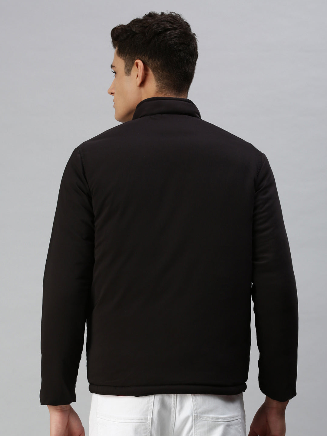 Men Solid Black Sporty Jacket