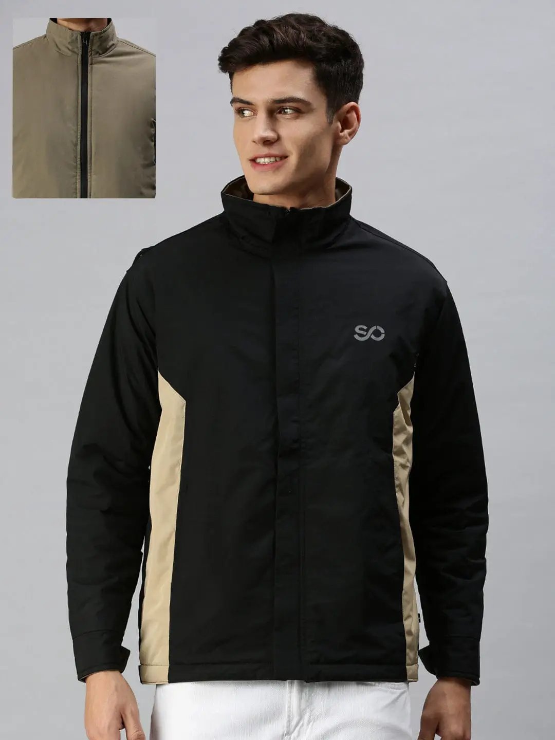 Men's Solid Green Sporty Jacket