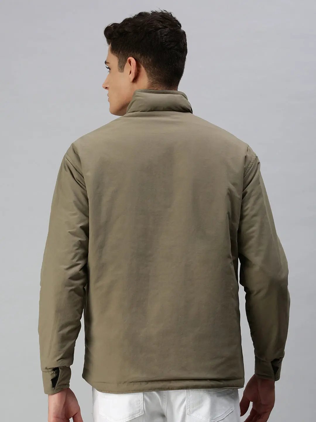 Men's Solid Green Sporty Jacket