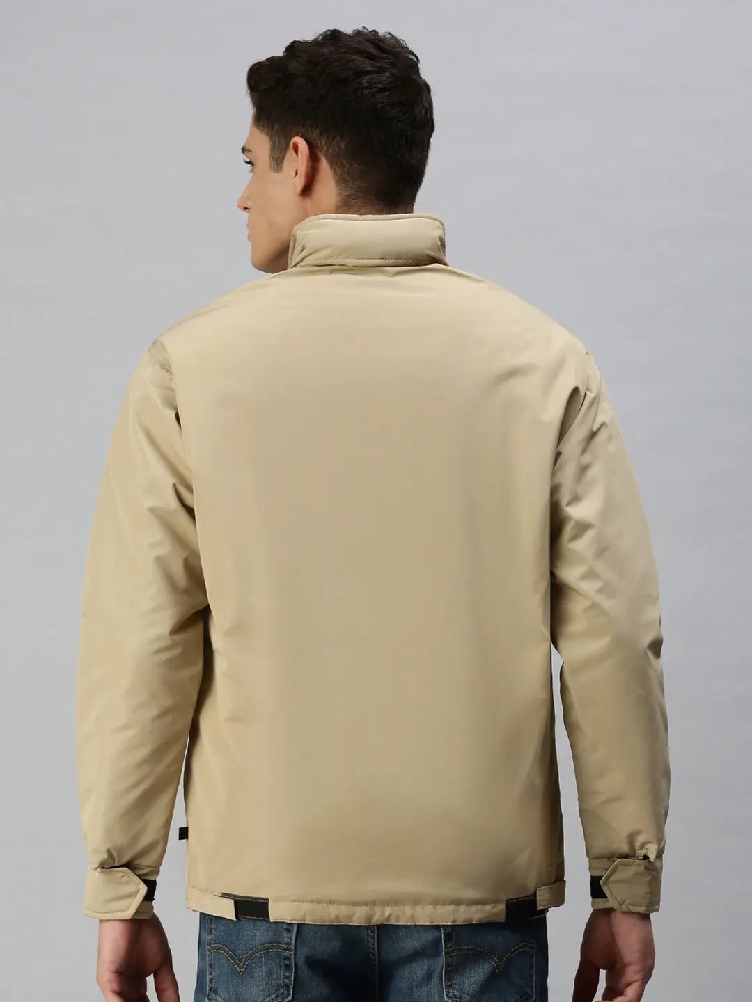 Men's Hooded Solid Black Sporty Jacket