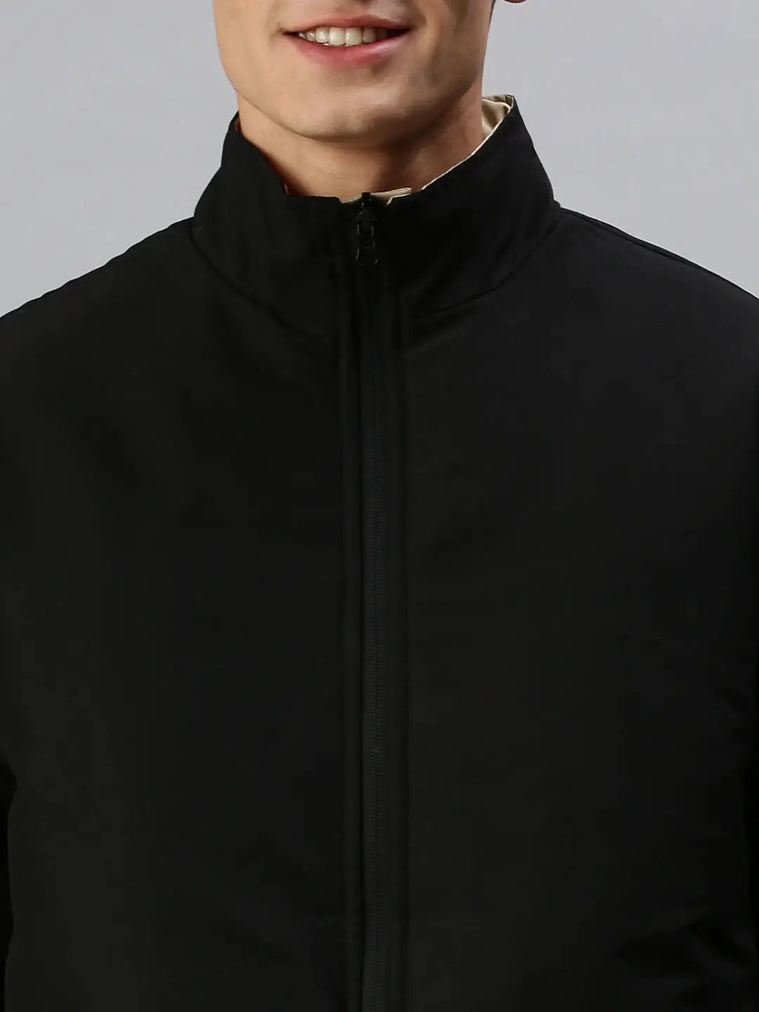 Men's Hooded Solid Black Sporty Jacket