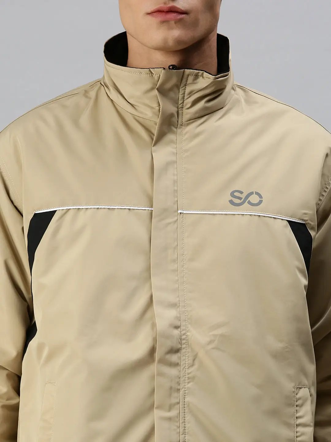 Men's Hooded Solid Black Sporty Jacket