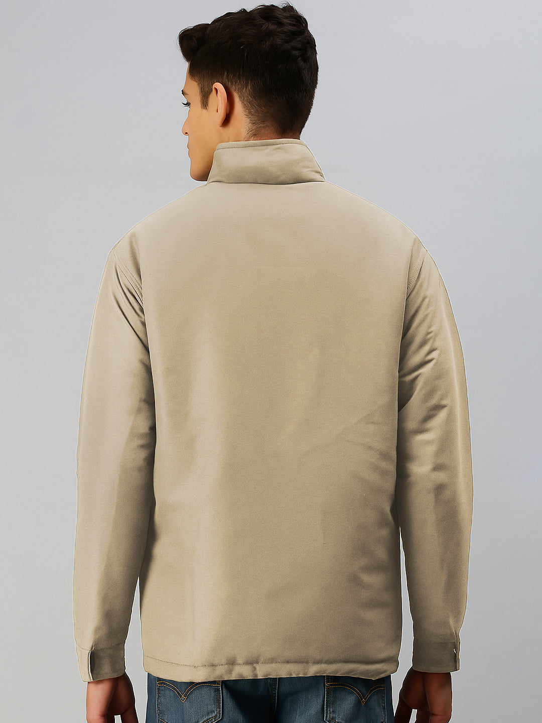 Men's Black Open Front Reversible Zipper Jacket