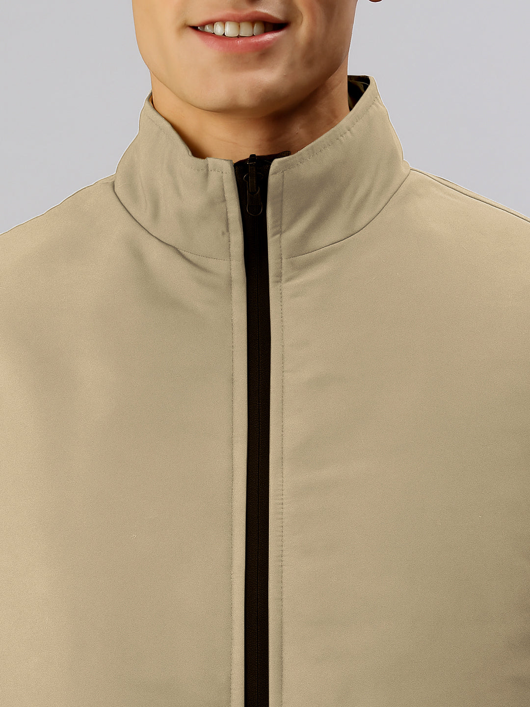 Men's Black Open Front Reversible Zipper Jacket