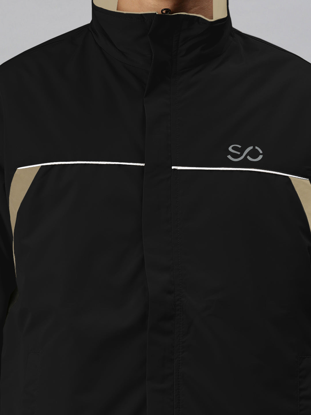 Men's Black Open Front Reversible Zipper Jacket