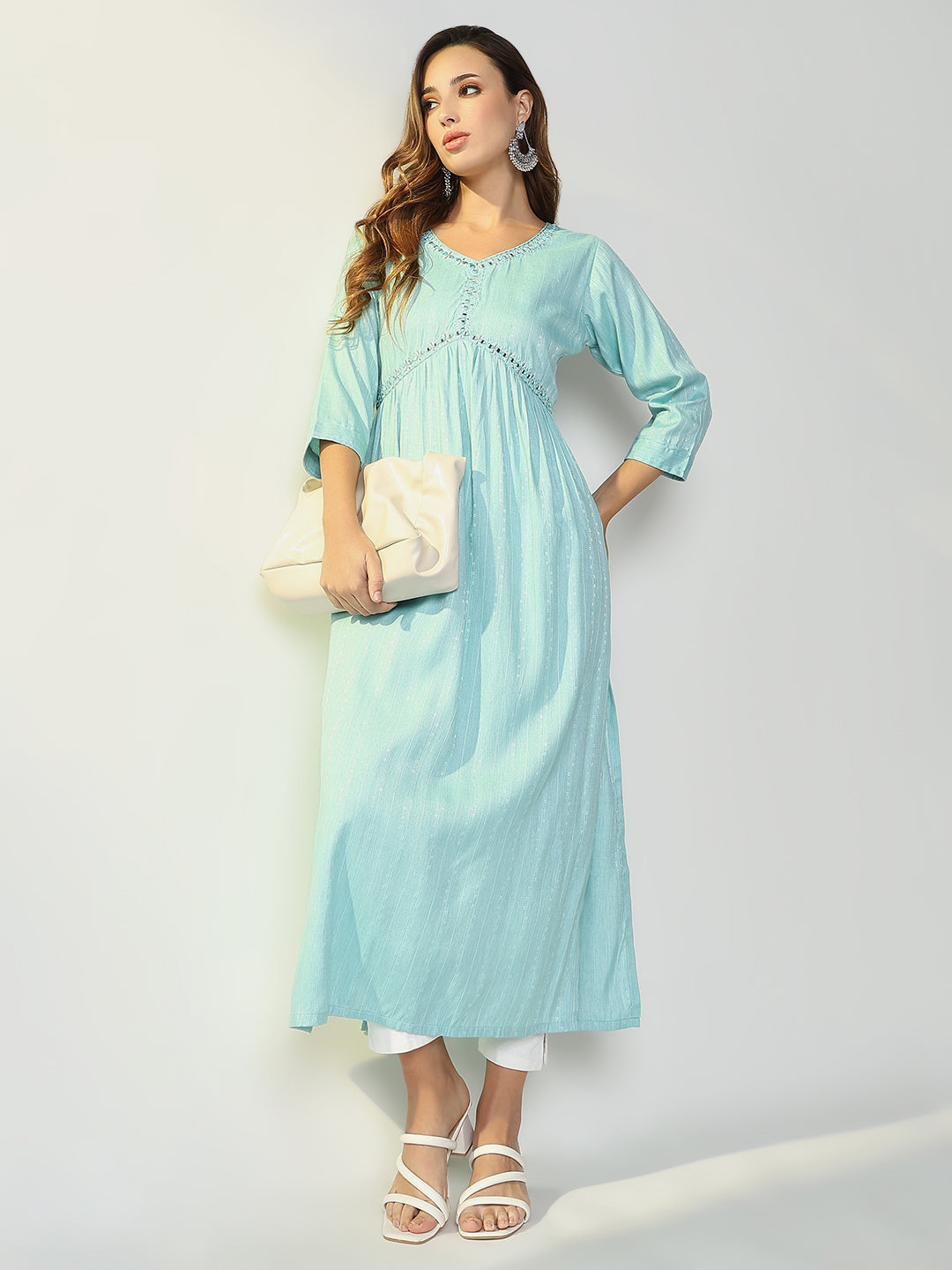 Women Blue Solid Anarkali Kurta