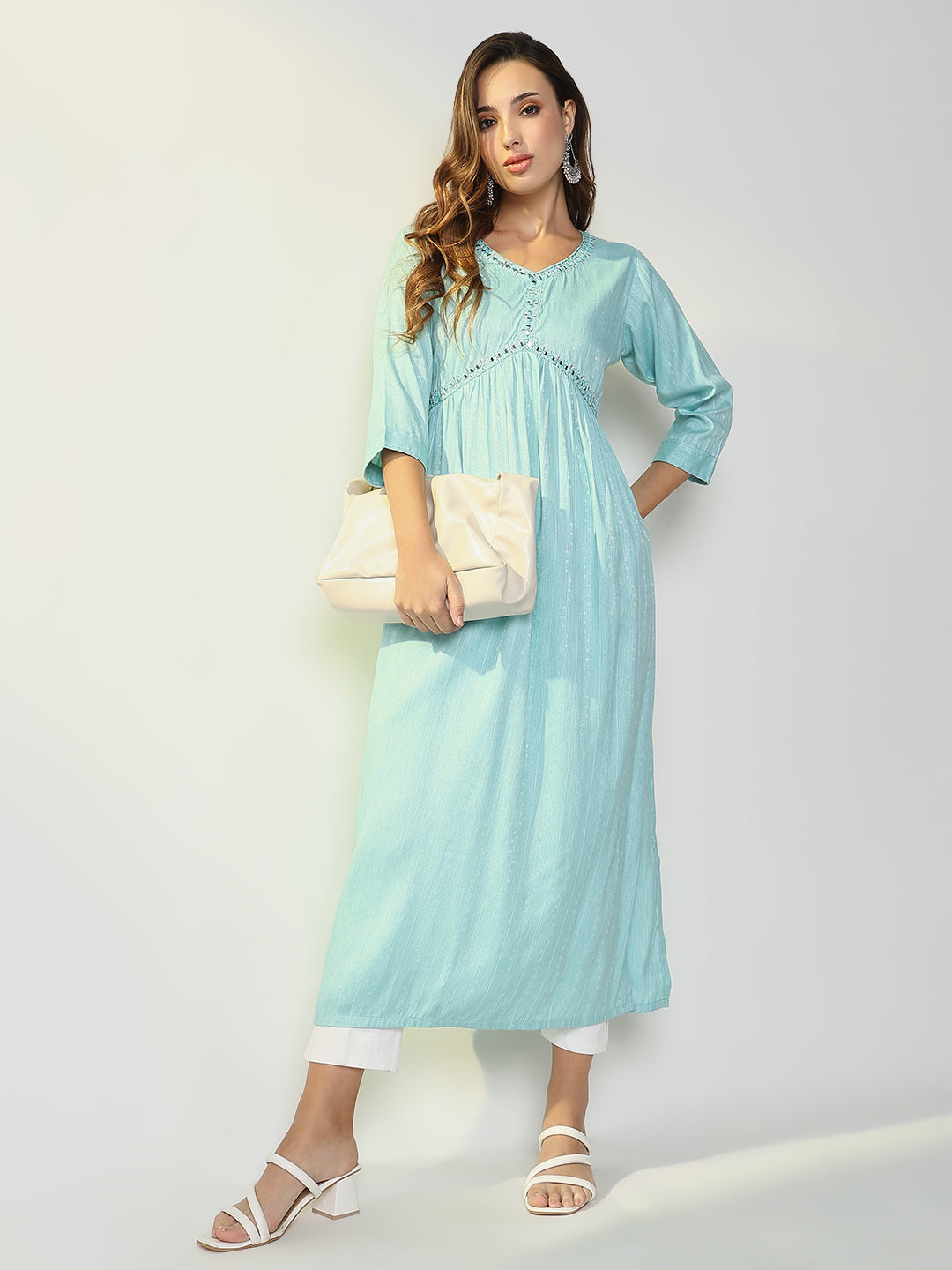 Women Blue Solid Anarkali Kurta