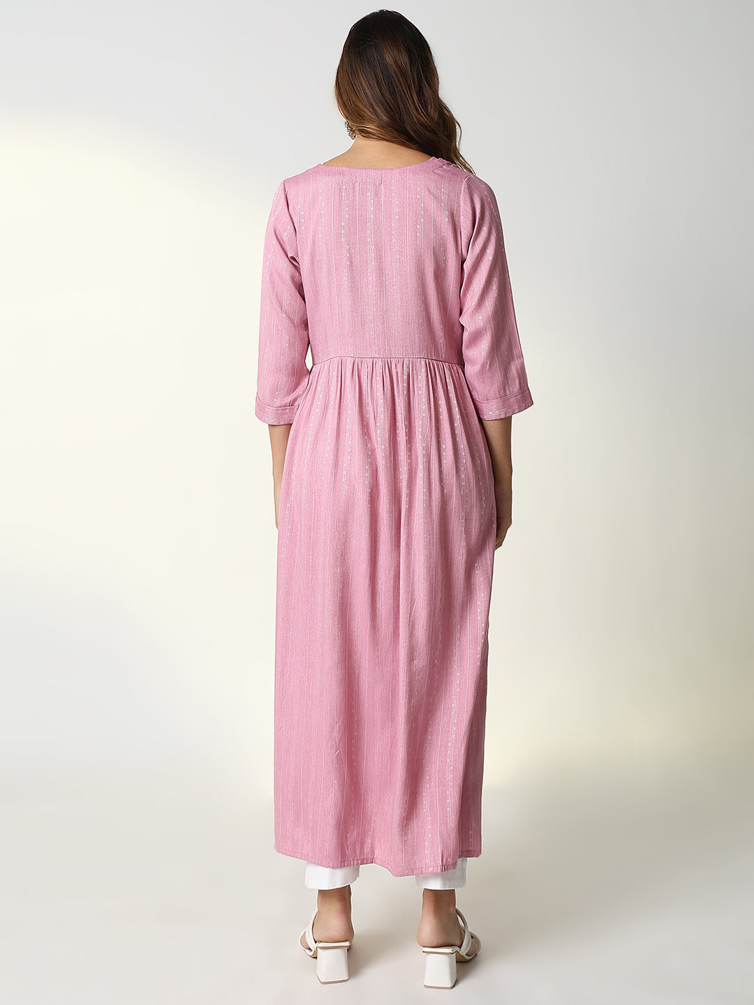 Women Pink Solid Anarkali Kurta